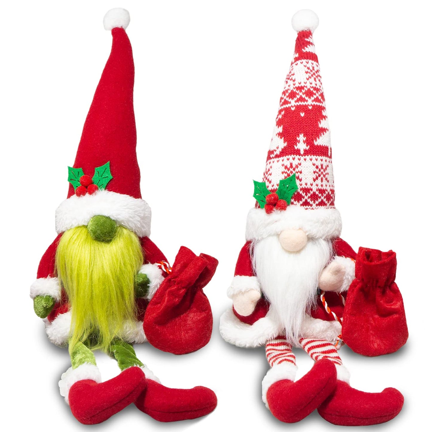 BWFY 2PCS Christmas Gnomes Decorations for Home Holiday Party Gifts Elf Santa Gnome Ornaments Tiered Tray Decor