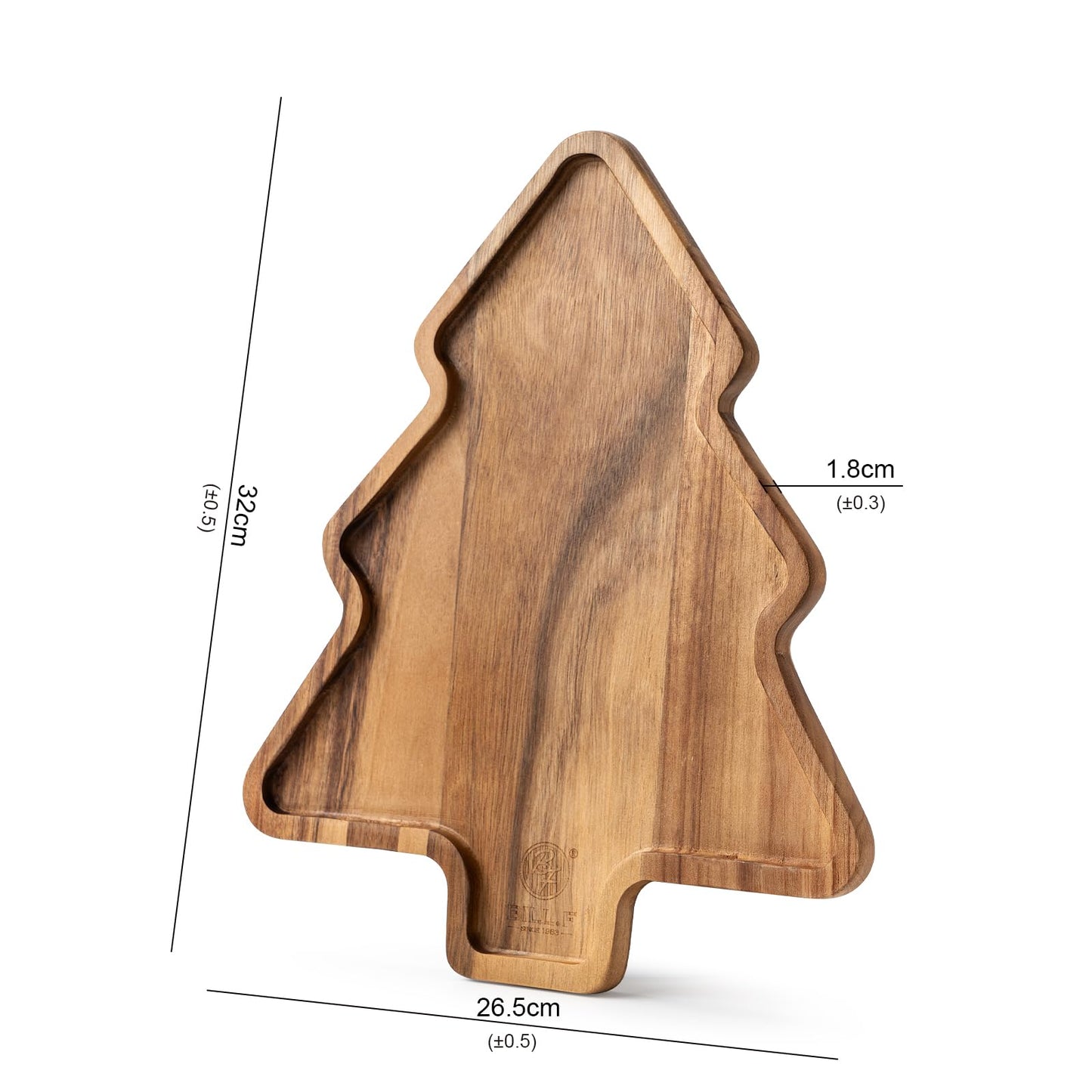 BF BILL.F SINCE 1983 Wooden Serving Tray - Decorative Serving Platters and Trays Set of 2 Christmas Tree Shape Wood Platters for Entertaining, Breakfast, Coffee Table, Home Decor