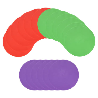 YELARXI Spot Markers for Agility Dot, Non-Slip Poly Spots Floor Dots Flat Field Soccer Training Equipment 9 in & 18 Pcs & Red/Green/Purple -Fitting for (Gym/Sports/Training/PE Games/Dance)