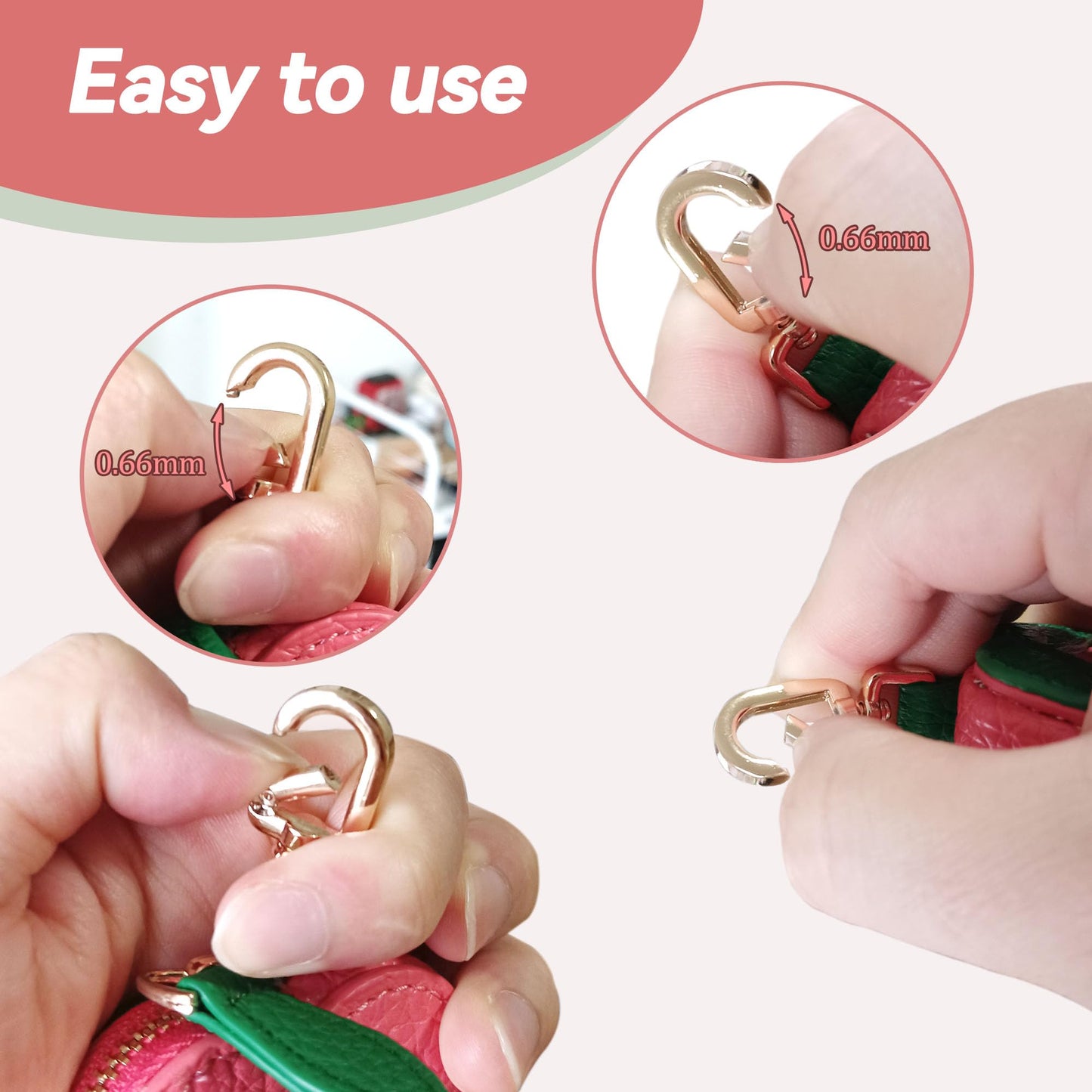 TUKYWAN Strawberry Coin Purse,Leather Bag Charm for Handbags,Fruit Purse Charm,Cute Keychain Accessories with Zipper,Mini Coin Pouch Gifts for Women