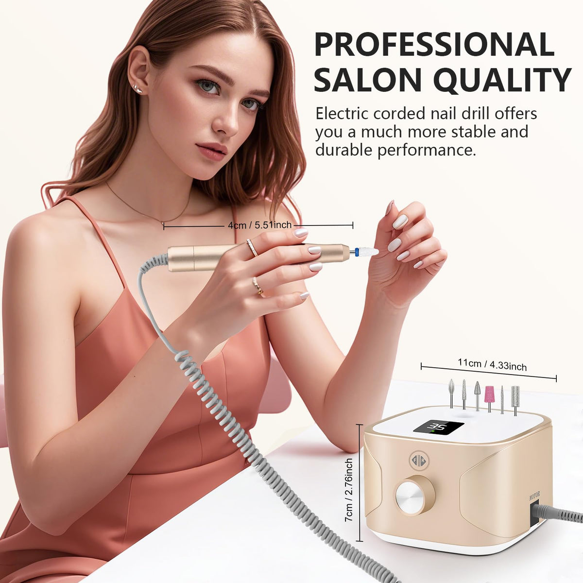 Kredioo Nail Drill Professional Electric 35000RPM Nail Drill Machine Kit Remove Gel Nails Acrylic Polish Thick Toe with 11 Sanding Bits E File Set