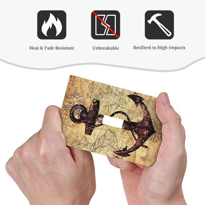 Anchor Nautical Vintage Map 1 Gang Single Toggle Light Switch Covers Decorative Wall Plate Switchplate Electrical Faceplate for Office Livingroom Home Decor