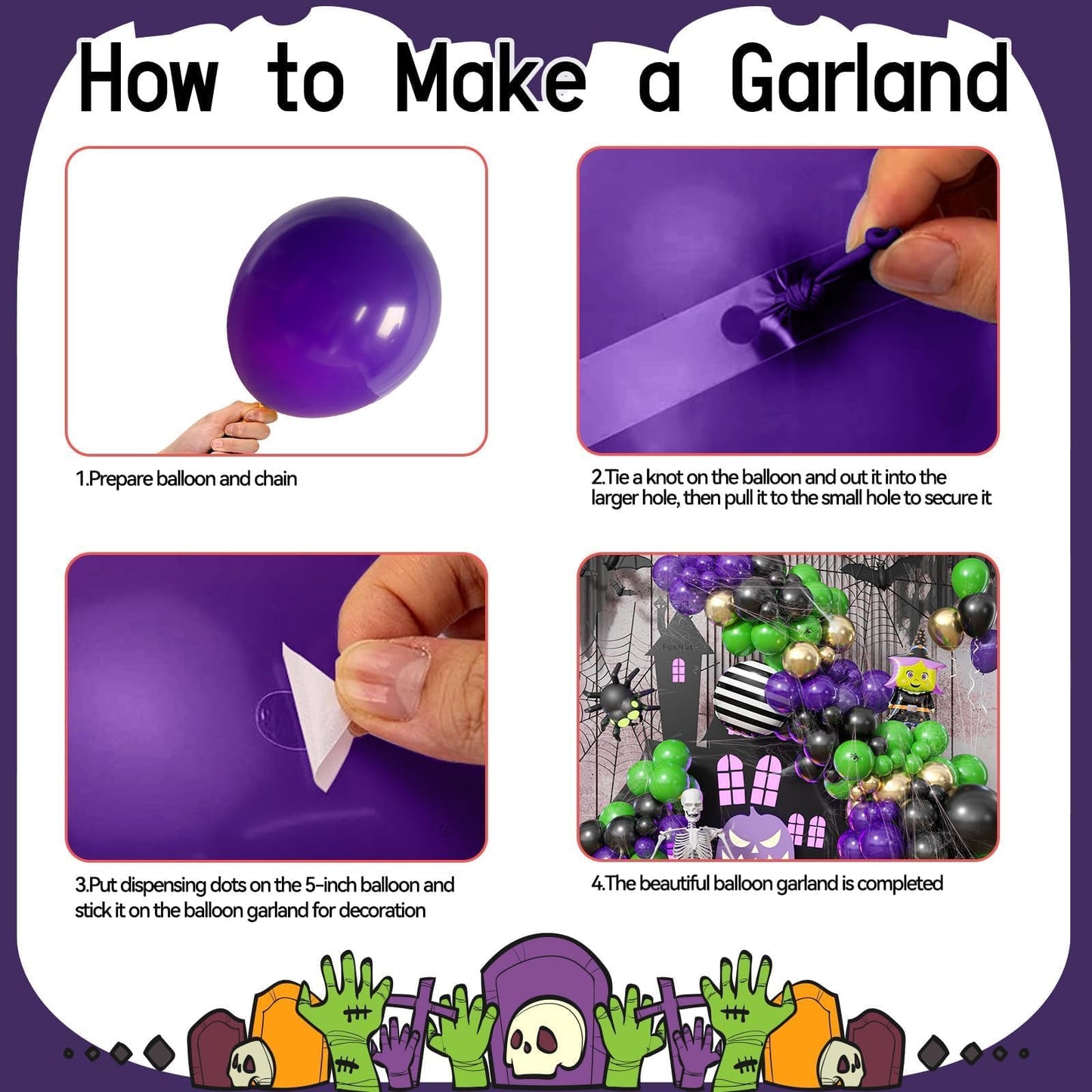 Halloween Balloon Garland Arch Kit,Purple Orange and Black Balloons with Spider Web,Witch Foil Balloon for Halloween Birthday Party Supplies Decorations