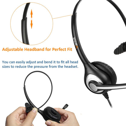 Wantek Corded Telephone Headset Mono w/Noise Canceling Mic Compatible with ShoreTel Plantronics Polycom Zultys Toshiba NEC Aspire Dterm Nortel Norstar Meridian Packet8 Landline Deskphones(F600S2)