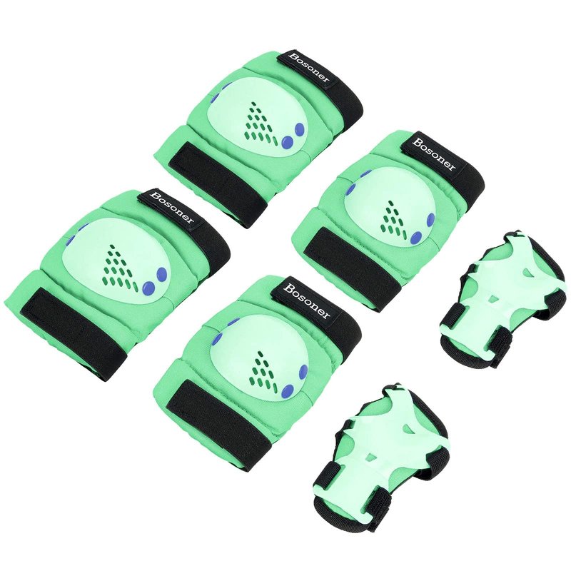 BOSONER Kids Knee Pads Set for 3-15 Year, Knee Elbow Pads and Wrist Guards for Boys/Girls, Child Protective Gear for Biking, Skating, Skateboarding, Roller Skating, Cycling, Scooter