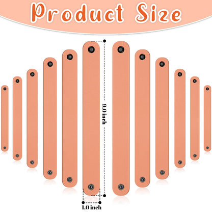 24 Pcs Plain PU Leather Bracelets Blank Snap Bracelets Wrist Cuffs DIY Craft Wristbands for Men Women Jewelry Making, 8.66 x 0.98 Inch, Leather Style