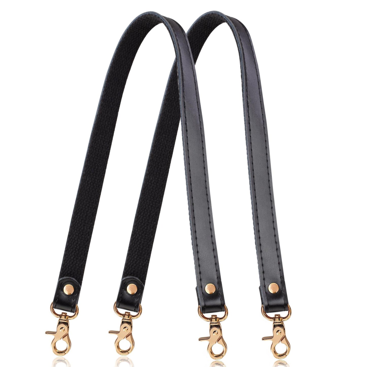 Allzedream Genuine Leather Purse Strap Sewing Canvas Replacement Handbag Shoulder Bag 2 Pcs (Black, Gold Hardware)