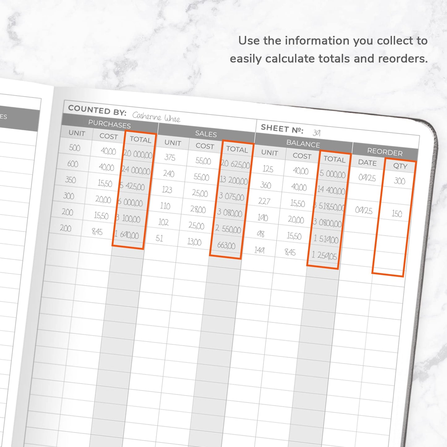 Clever Fox Inventory & Sales Log Book for Small Business – Inventory Ledger Book, Inventory Notebook, Order Tracker Book for Purchases, Sales & Reorders – Undated, Hardcover, A5, Silver Black