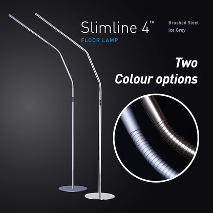 daylight Slimline 4 LED Floor Lamp - 6,000K, 3,200 Lux, 4 Brightness Levels, USB-C Port for Fast Charging - Sleek Design, Anti-Glare Shade, Flexible Height Adjustment - Ice Grey