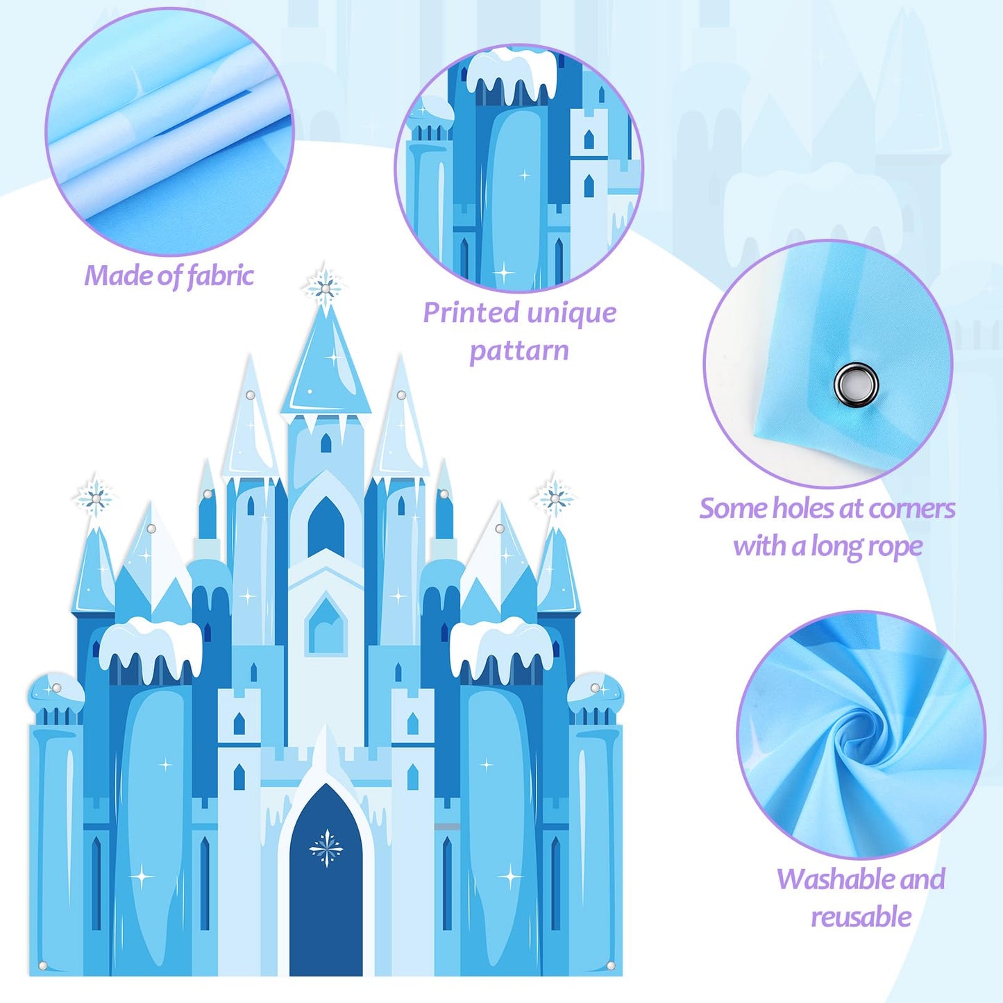 Snow Balloon Garland Arch Kit Princess Castle Backdrop Blue Purple Snowflake Balloons Garland Kit Winter Wonderland Princess Party Decorations for Girls Birthday Baby Shower Wedding Party Supplies