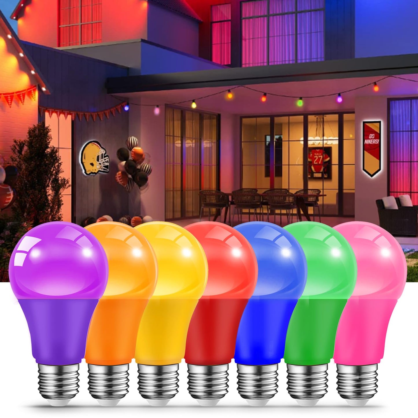 JAHEKS Red Light Bulb for Outdoor Porch, 9W(60W Equivalent) E26 Base LED Red Bulb for Christmas, Halloween,Wedding,Party,Bar,Holiday Lighting,Home Decor, 2-Pack
