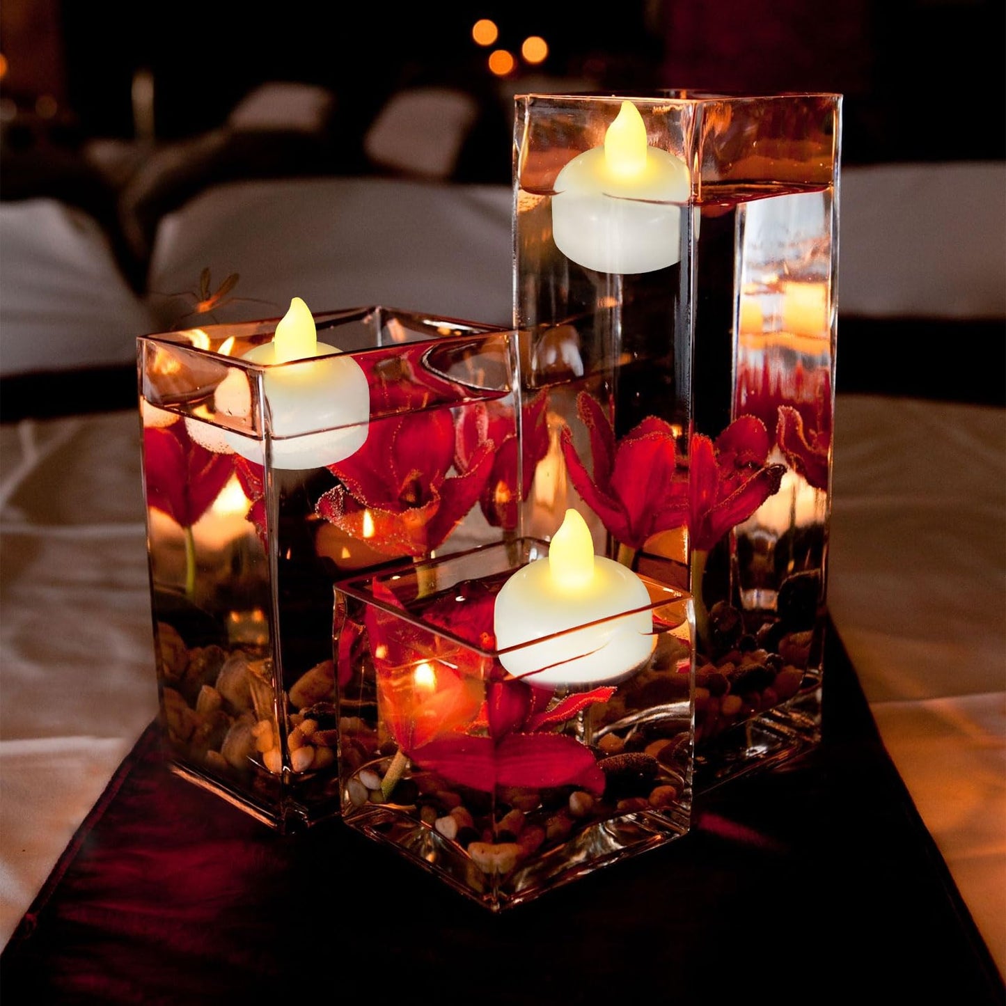 Yakpo 72 Pack Flameless Flickering Floating Tea Lights, Warm White Battery Operated Outdoor Waterproof Candles, LED Votive Tealight Candles Bulk for Wedding Centerpiece Vase Pond Halloween Decorations