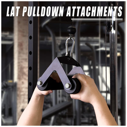 Arm Wrestling Handles, Fat Armwresting Training Equipment Lat Pulldown Attachments D Handle, V Bar Cable Machine Attachments, Gym Handles for Forearm, Wrist Strength Training Equipment (Large Grip)