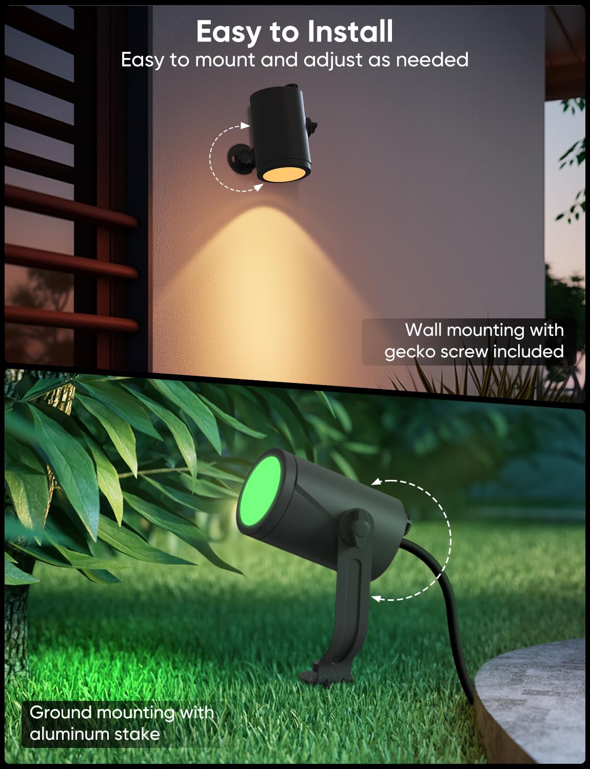 APPECK Smart Landscape Lighting Kit 36W, RGBCW Smart Landscape Lights 6 Pack, IP65 Waterproof Outdoor Spotlights, Alexa/Google Assistant Compatible, for Garden Pathway Yard Holiday Decor