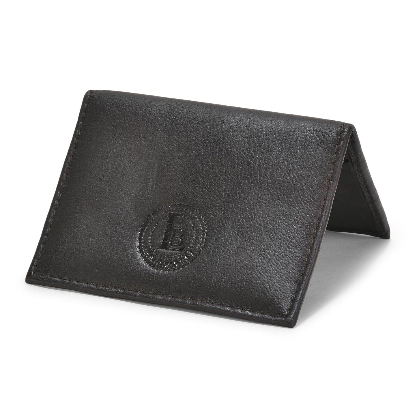 Leatherboss Genuine Leather Small Slim Bifold Wallet | Credit, Debit, ID Card Holder | Compact & Stylish with Clear ID Windows | Gift for Men, Black