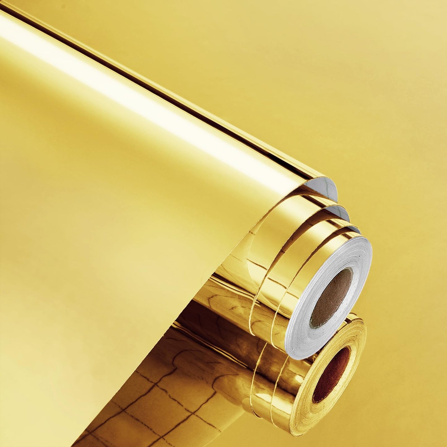 WESTICK Glossy Gold Contact Paper for DIY Project Flexible Gold Permanent Vinyl Wallpaper Self Adhesive Golden Cricut Vinyl Mirror Stickers for Home Decor Countertops Cabinets Walls 15.8" x 80"
