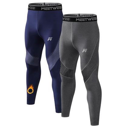 MEETWEE Thermounterhose Herren, Thermounterwäsche Lange Unterhose Winter Leggings Funktionsunterwäsche Skiunterwäsche Warme Unterwäsche Männer