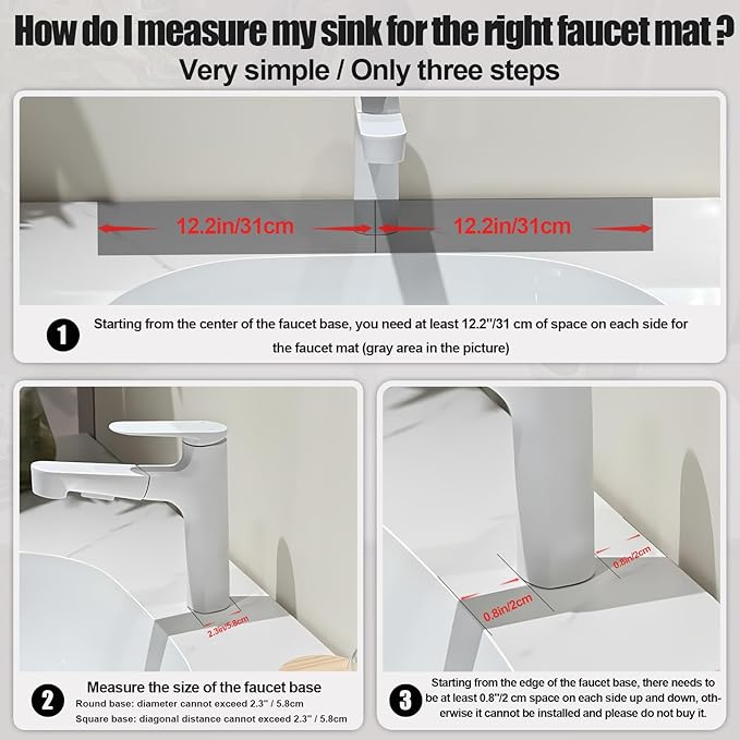 Stone Faucet Mat For Kitchen Sink, 23.6" Diatomite Fast Drying Stone Kitchen