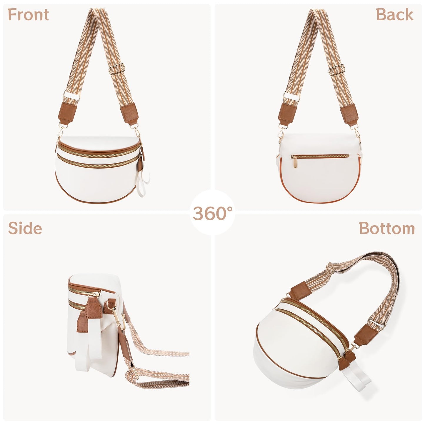 oscaurt Leather Crossbody Bag Bum Bag for Women Large Sling Bag Cross Body Purse Shoulder Handbag Fanny Pack