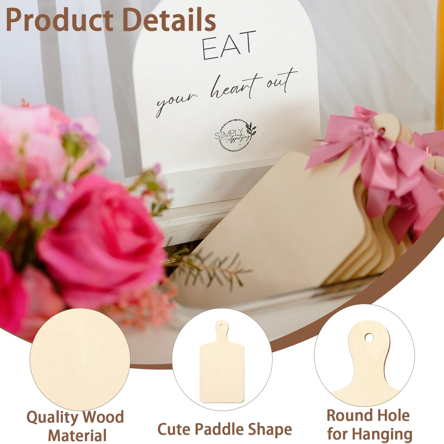 36 Pcs Mini Wooden Cutting Board for Crafts Small Charcuterie Boards Bulk with Handles Unfinished Wood Paddle Blank Chopping Plank for DIY Kitchen Thanksgiving Christmas Cooking Decor (9.4" X 5.5")