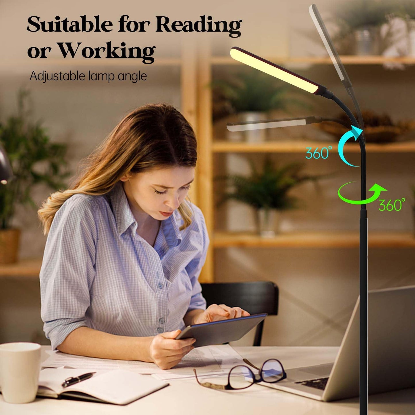 Aisutha LED Floor Lamp, 18W Super Bright Floor Lamp for Living Room, Adjustable Stepless Colors & Brightness Standing Lamp, Eye Caring Reading Light with Remote