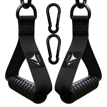 Vigoog Heavy Duty Gym Workout Handle Attachments - Powerful, Comfortable & Anti-Slip Rubber Exercise Grips for Cable Machines, Pulley Systems and Other Fitness Equipments (Carbon Black W)