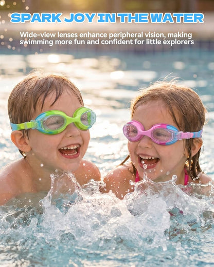 Aegend Swim Goggles for Kids Age 3-8 Anti-Fog Clear Vision Full Protection Goggles Perfect for Toddler Swimming (Green-1 Pack)