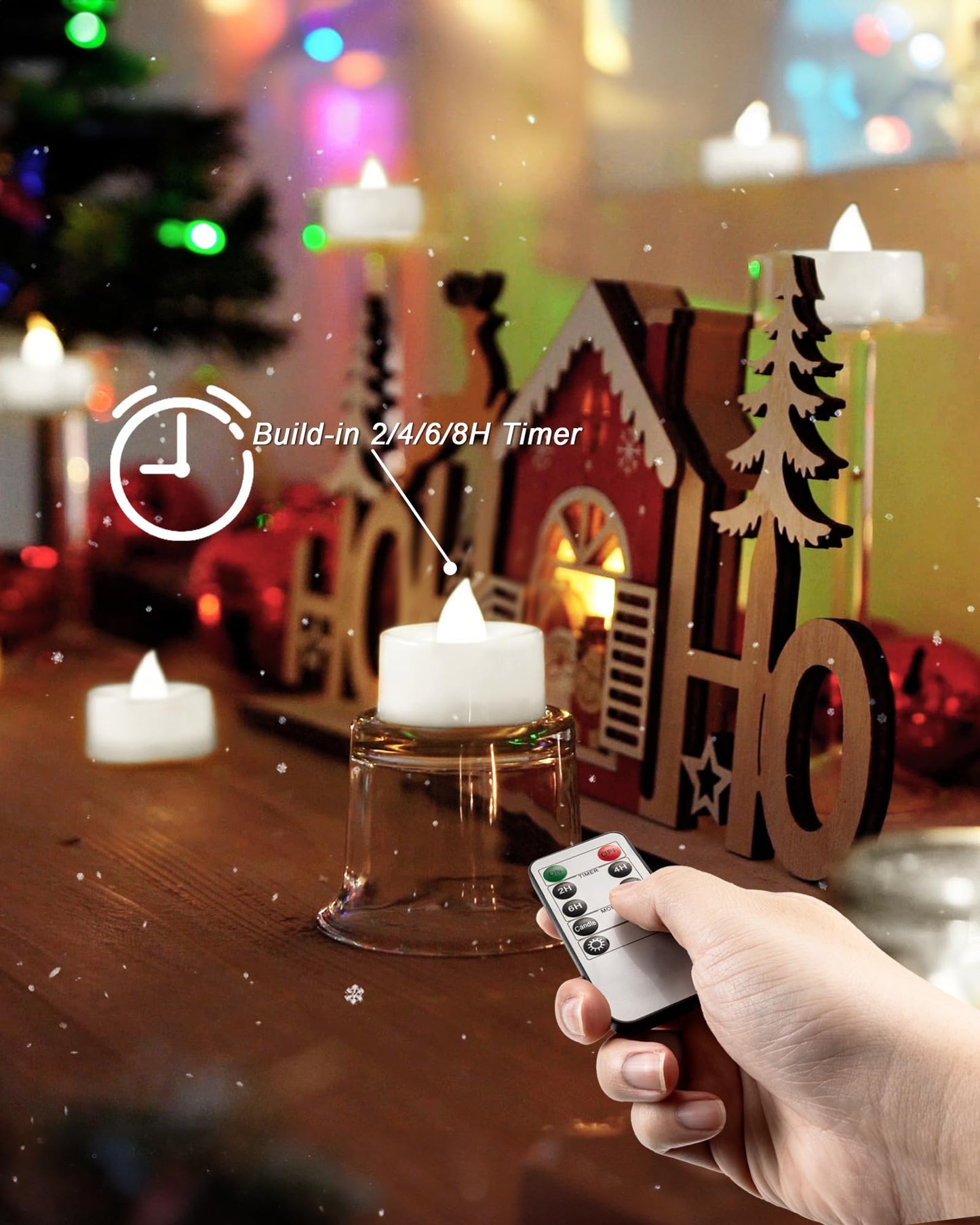 BEICHI Remote Candles, 24 Pack Timer Candle, Flameless Tea Lights Candle Battery Operated, Flickering LED Tea Lights, Timer Battery Votive Candles- Pure White- White Base