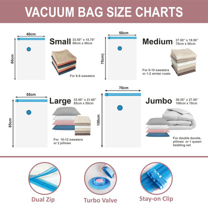 Roomipro Vacuum Storage Bags with Electric Pump, 16 Pack (3 Jumbo/3 Large/5 Medium/5 Small), Space Saver Bags with Pump, Storage Vacuum Sealed Bags for Clothes, Comforters, Blankets, Bedding