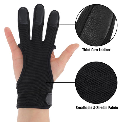 Elegaperma Archery Gloves, Adjustable Youth Archery Glove Archerys Protective Glove Protective Shooting Gloves with Leather Tips for Bow Handling
