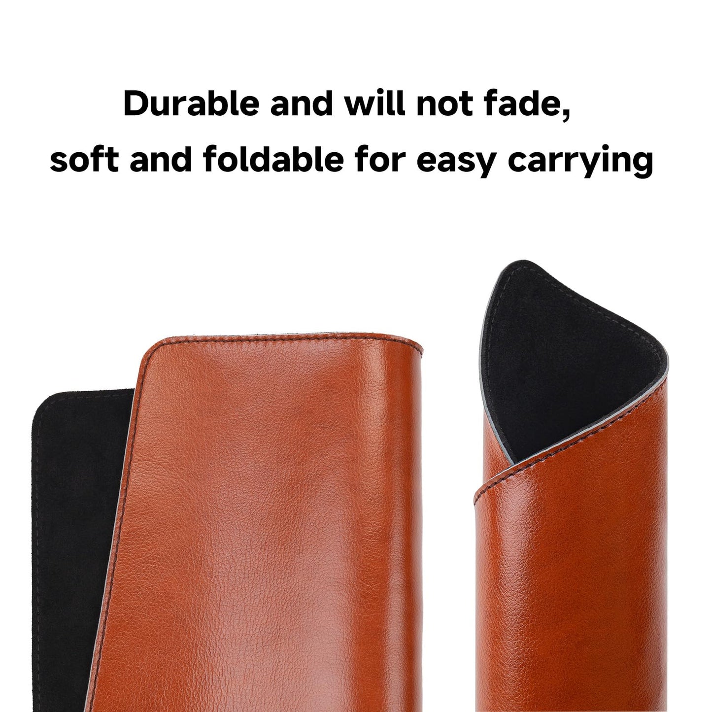 Brown Handmade Leather Mouse Pad with Stitched Edge Micro-Fiber Base with Non-Slip Waterproof, Mouse Pad for Computers, Laptop, 8 x11Inch