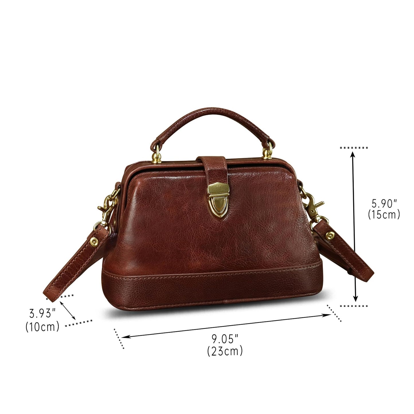 Genuine Leather Small Purses and Handbags for Women Designer Vintage Doctor Style Crossbody Bag Shoulder Satchel Phone Bag (Coffee)