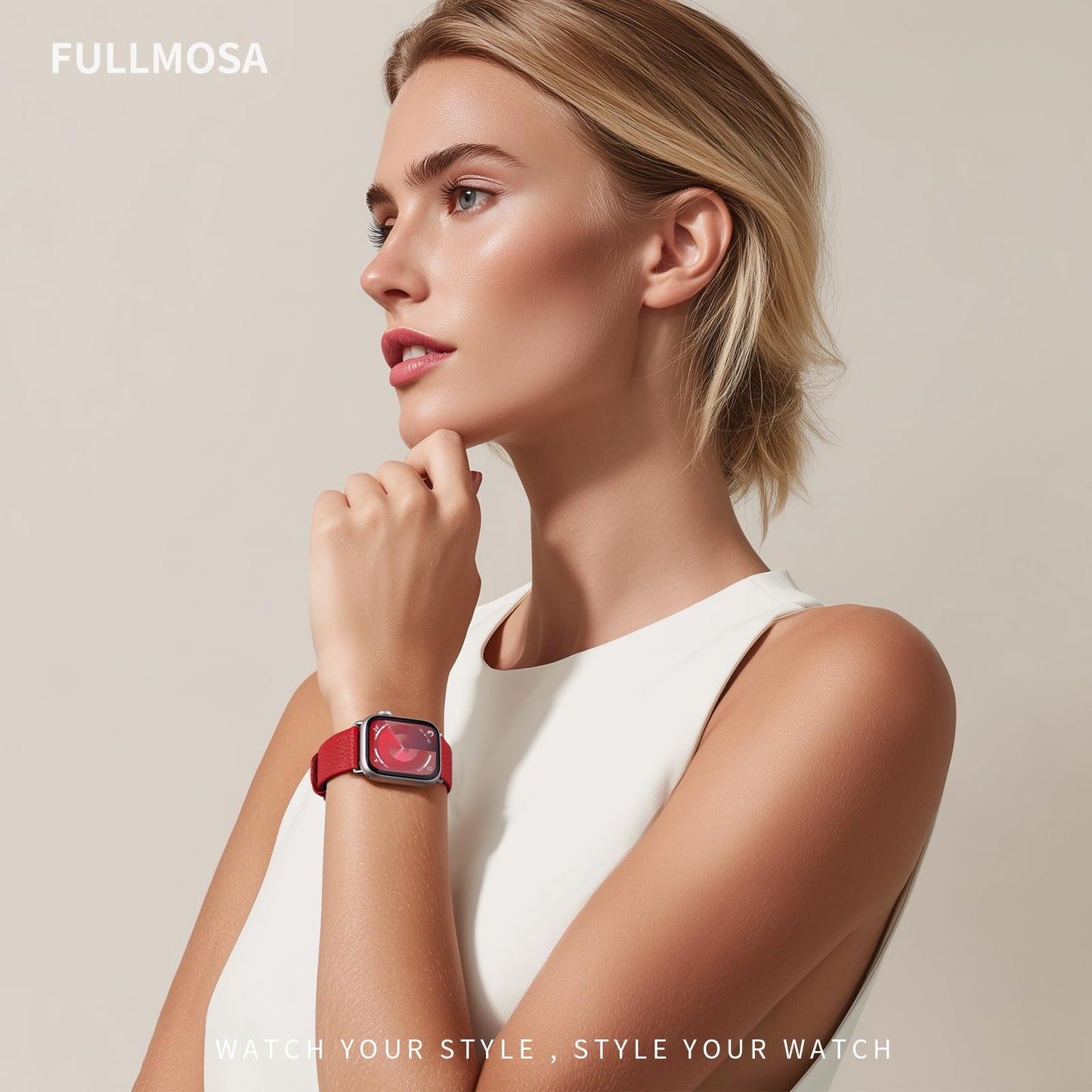 Fullmosa Leather Band Compatible with Apple Watch Band 42mm 44mm 45mm 46mm 49mm, Genuine Leather Replacement Strap for iWatch Ultra3/2/1 SE3/2/1 Series 11 10 9 8 7 6 SE 5 4 3