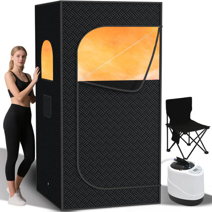Nirvix Sauna Box, Portable Steam Sauna for Home with 1000W 3L Steamer, 9-Level Temperature Control & Remote, with Foldable Chair, for Relaxation, Detox & Indoor/Outdoor Use (2.6' x 2.6' x 5.9')