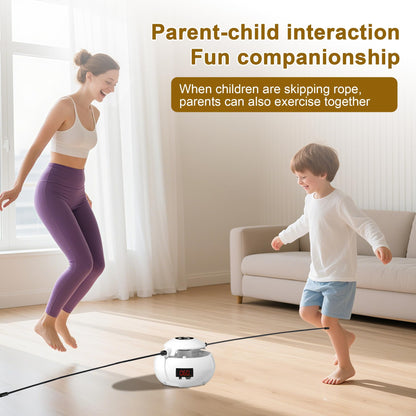 lfcforldx Hands-Free Smart Jump Rope Machine, Automatic Floor Jump Rope for Kids & Adults, 10 Speed Levels, LCD Counter, Remote Control, Rechargeable Indoor Cardio Fitness Trainer for Family & Home