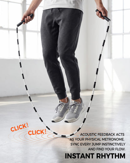 YUEDONG Soft Beaded Jump Rope - World Champion Luke Boon Recommended, Adjustable Tangle-Free, Pain-Free TPU Beads & Anti-Slip Long Handles, Fitness Workout for Adults Kids with Carry Bag(BLACK)