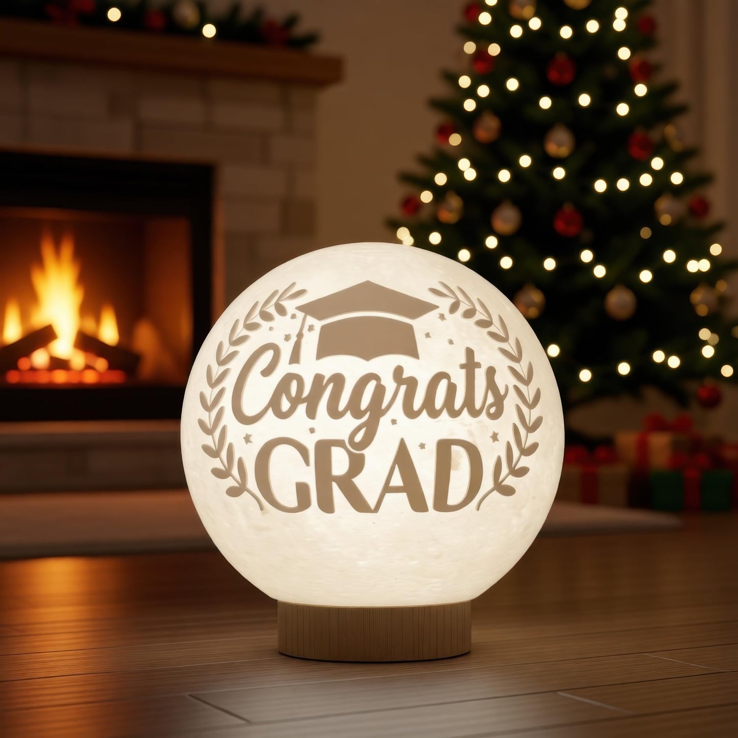 Funnytree Congrats Grad 2026 Graduation Gift Moon Lamp Night Light - Home Nursery Room Bedroom Office Desk Decor, Gifts for Classmates Friends Students Boys Girls Son