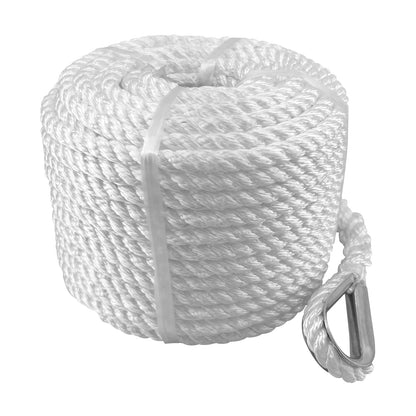ISURE MARINE Solid Braid Nylon Anchor Rope (3/8" x 100') Anchor Line Boat Anchor Rope with Stainless Steel Thimble & Shackle