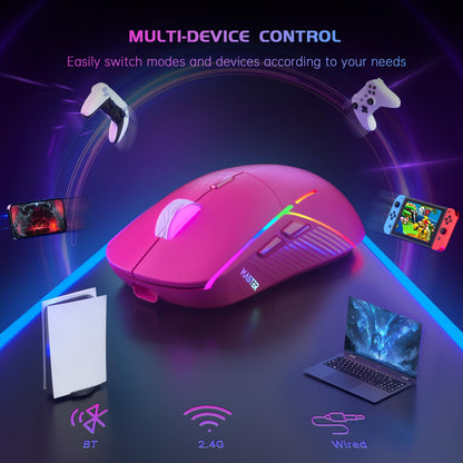 FFJ Wireless Gaming Mouse, 24000 DPI, Tri-Mode 2.4G/USB-C/Bluetooth 5.3 Gaming Mouse Wireless, RGB Programmable Mouse Gamer, 75Hrs Battery Life, Rechargeable Gaming Mice for PC, Mac, PS5, Xbox - Black