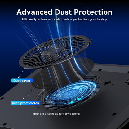 llano Laptop Cooling Pad, Gaming Laptop Cooler with Powerful Turbo Cooling Fan(5.5inch Diameter), Infinitely Variable Speed, Touch Control, 3-Port USB A, Sealed Foam for Fast Cooling Laptop 15.6-21in