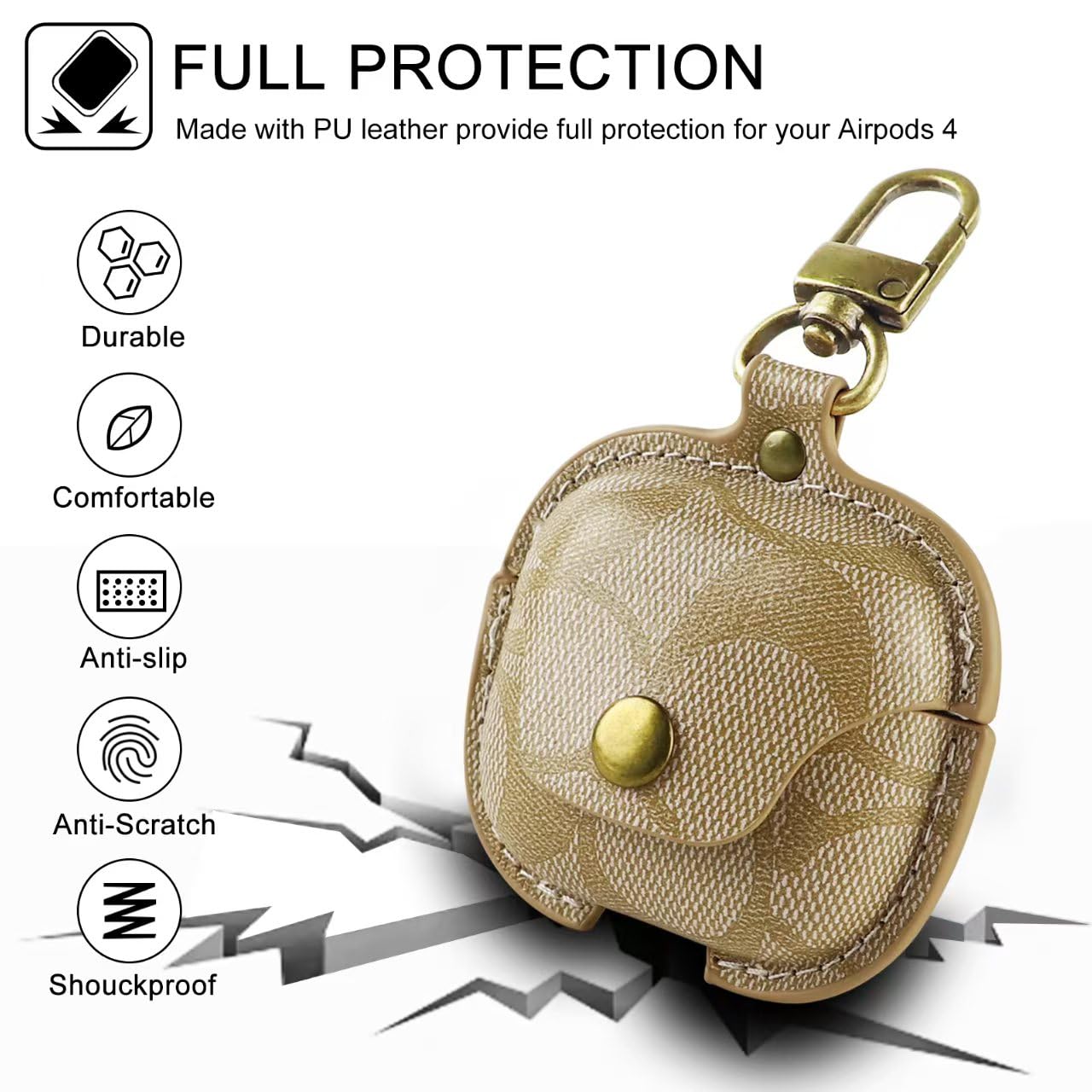 for AirPods 4 Case, Compatible with for AirPods 4th Generation Case for Women Men, Leather Full Body Shockproof Protective Drop Protection Cover for AirPods 4th Generation (A)