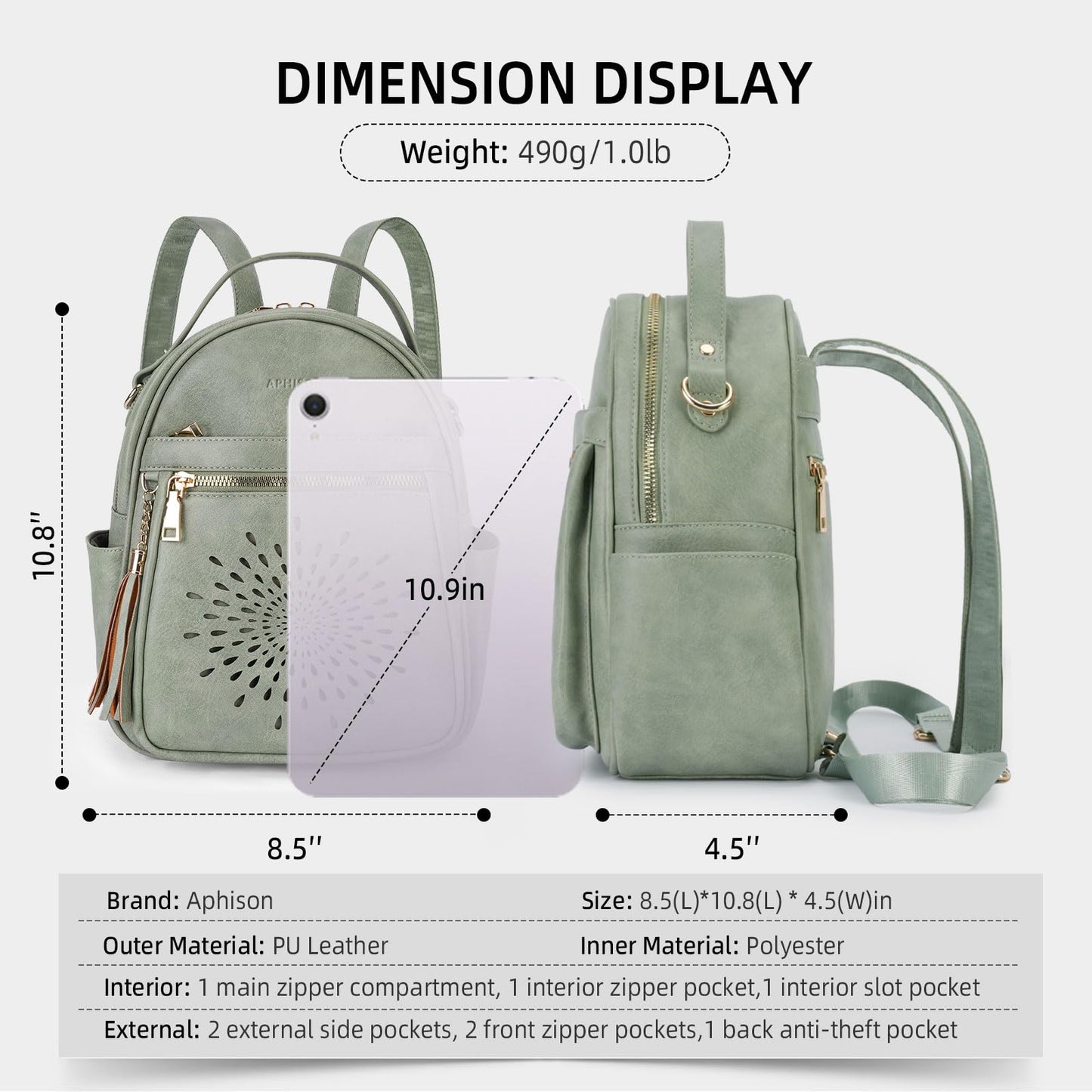 APHISON Small Backpack Purse for Women Cute PU Leather Mini Backpacks Ladies Casual Lightweight Travel Daypack Waterproof