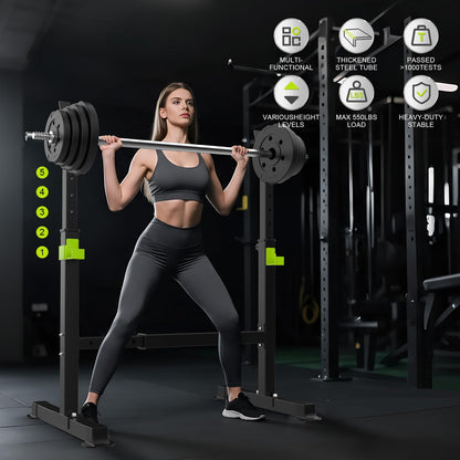 FitinOne Squat Rack, Height-Adjustable Dumbbell Rack for Home Gym, Multi-Function Barbell Rack, Portable Strength Training Dumbbell Rack, Home Gym Power Station for Home