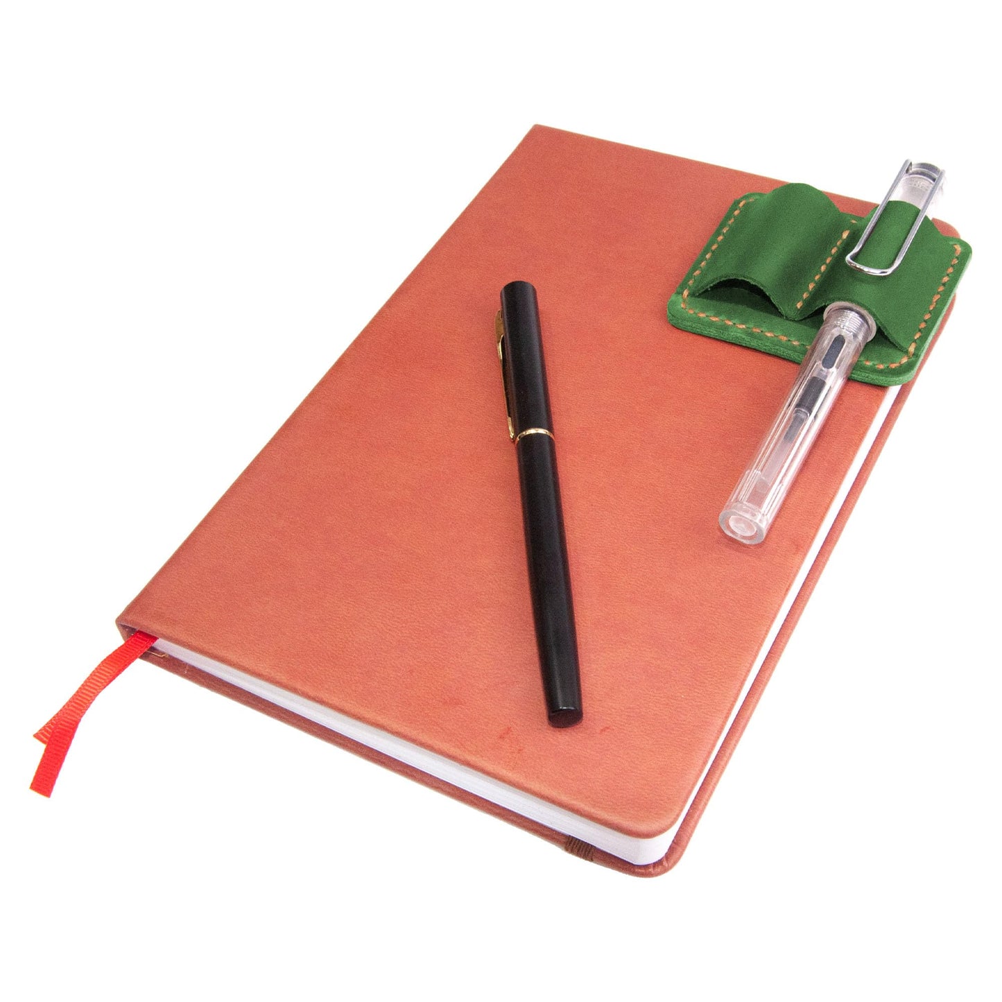 Turbosnail Handmade Leather Pen Holder Clip Notebook Pen Loop Stylish, notebook pen pencil holder clip and Practical Pen Organizer (Dark Green)