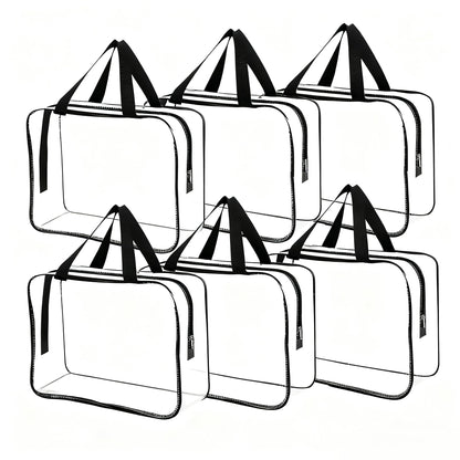 Dismok 6 Pcs Storage Bags with Zipper - Large Board Game Storage with Labels, Clear & Waterproof Toy Organizer for Building Blocks, Puzzles (Black)