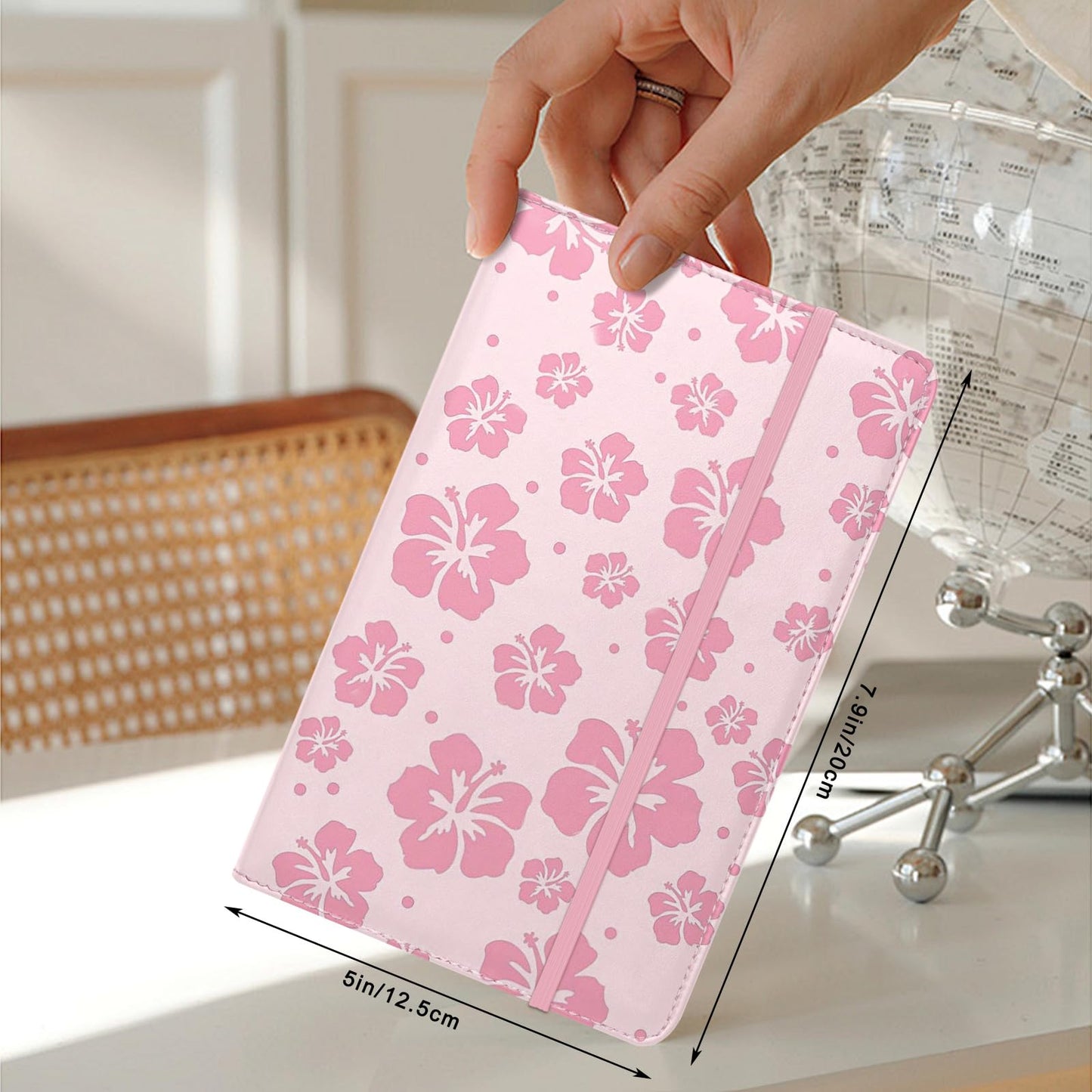 YeeCASE Pink Server Book, Fits Waitress Server Apron, Receipt Holder, Guest Book Perfectly,Waitress Server Accessories, Compact Organizer with Zipper Pocket (Hibiscus)
