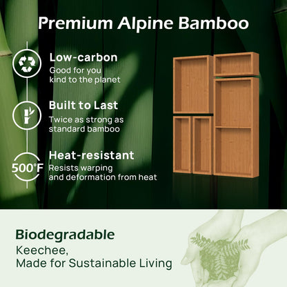 Carbonized Bamboo Kitchen Drawer Organizer, 8 Slots Silverware Organizer, Utensil Holder & Cutlery Tray, 2.2" Deep for Extra Capacity, Non-Slip Feet Included