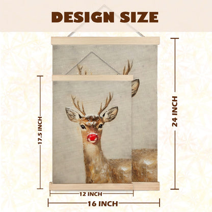 Luvadian Winter Wall Art - Rudolph Red Nose Reindeer, 16x24 Inch