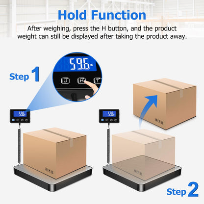 KUAIVO Shipping Scale, 440 lbs/0.35oz High Accurate Digital Postal Scale with Hold/Tare Function, Shipping Scale for Small Business, Packages, Luggage, Home Use, Battery & Charging Cable Include