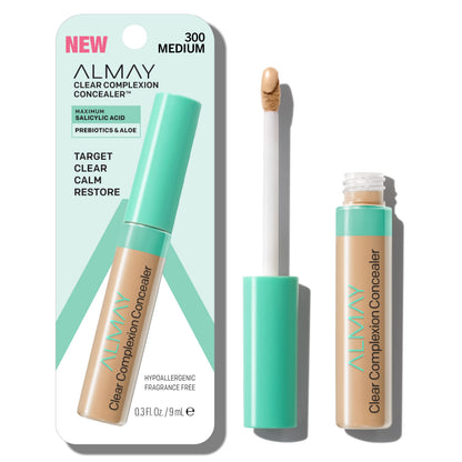 Almay Clear Complexion Acne & Blemish Spot Treatment Concealer Makeup with Salicylic Acid- for Sensitive Skin, 200 Light/Medium, 0.3 fl oz.